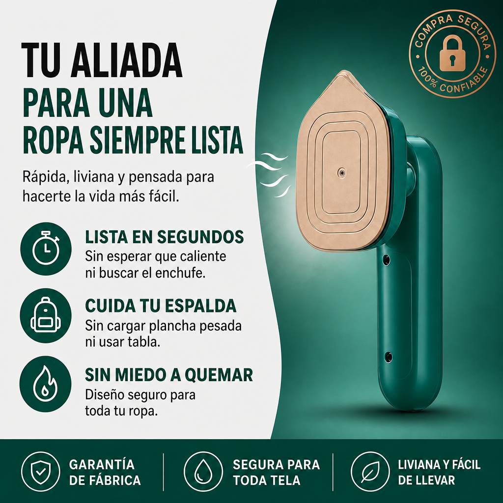 Plancha a vapor 3 en 1 VaporYa® 👕 Inalámbrica - Ultra liviana - No quema tu ropa